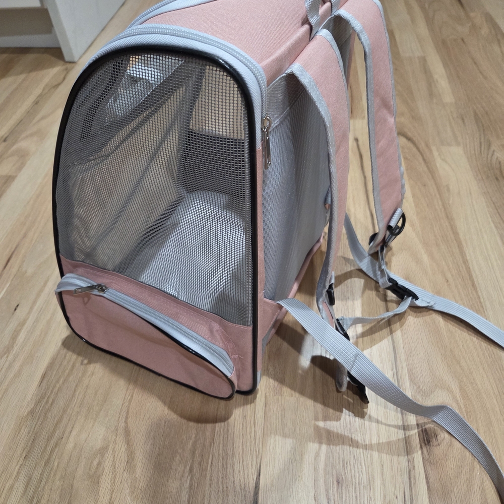Pink and Gray Pet Carrier Backpack
